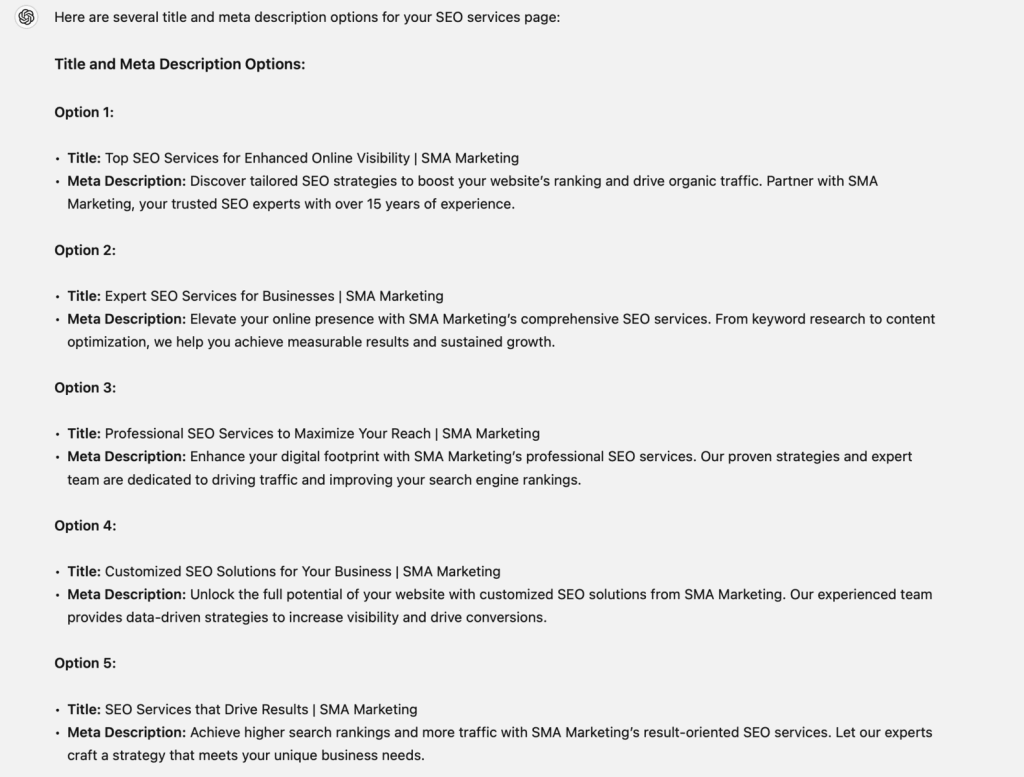 Title And Metta Descriptions Chatgpt Seo